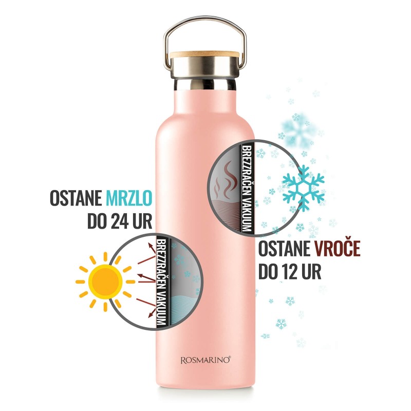 Vakumska termos boca Rosmarino – roza, 750 ml