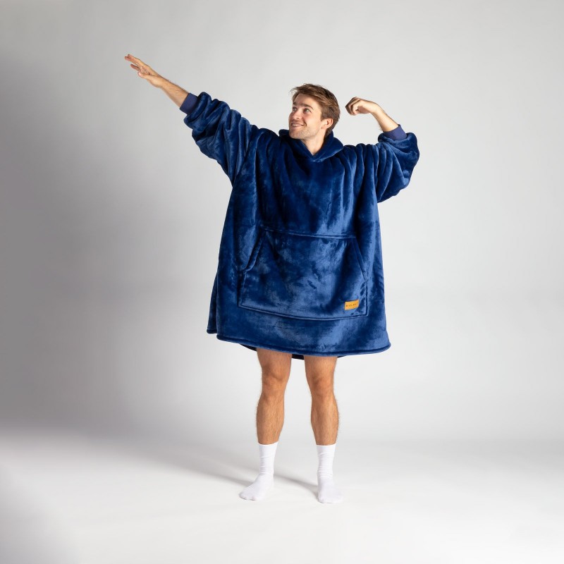 Hoodie pokrivač/deka s rukavima za odrasle Svilanit SoftHug, plavi