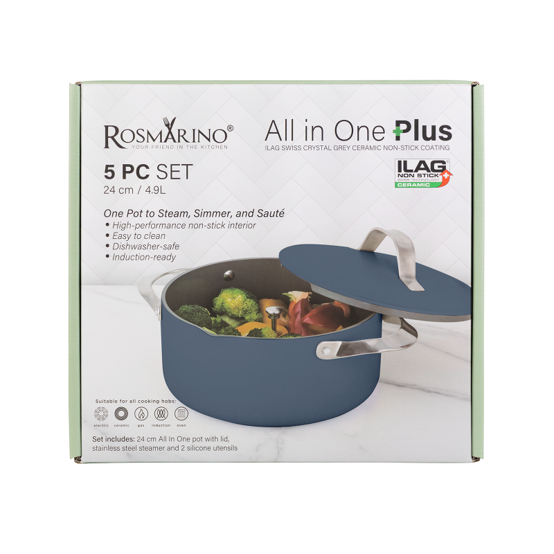 Lonac za kuhanje na pari, pirjanje i prženje Rosmarino Chef's Choice All-in-One, 24 cm – plava