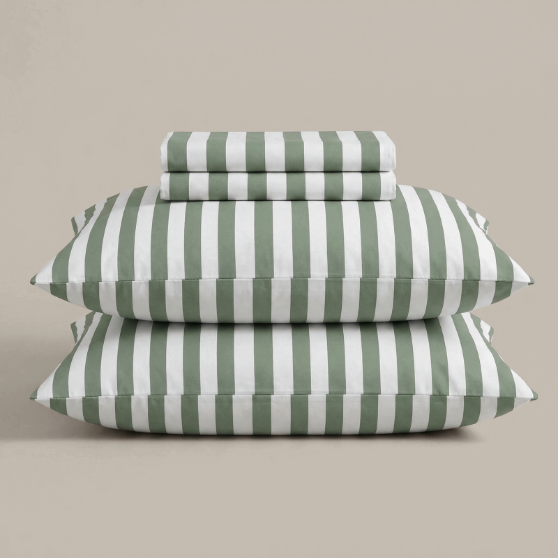 Svilanit pamučna posteljina Olive Stripe 