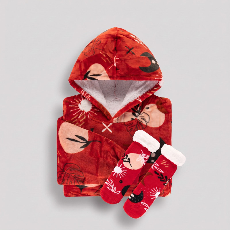 Hoodie deka s rukavima Svilanit Mystic Red + POKLON: čarape
