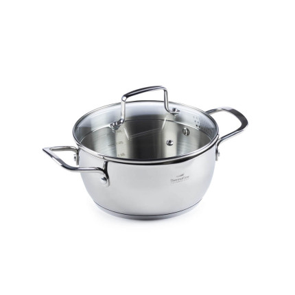 Vitapur čelični lonac Rosmarino Pour&Cook II sa staklenim poklopcem – 2,6 l, 20 cm
