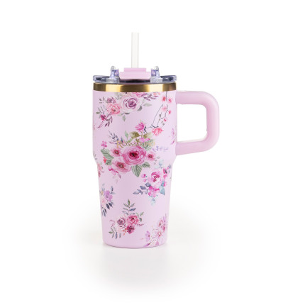 Termo kozarec MegaCup Roses,580ml,roza
