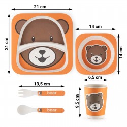 5-dijelni dječji bambus set za jelo Rosmarino - Medvjed