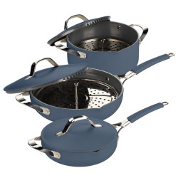 Set posuđa za kuhanje na pari, sotiranje i prženje Rosmarino Chef’s Choice All-in-One – plavi