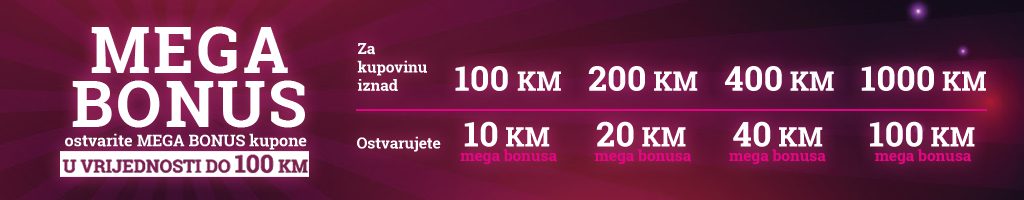 MEGA BONUS kuponi do 100 KM!