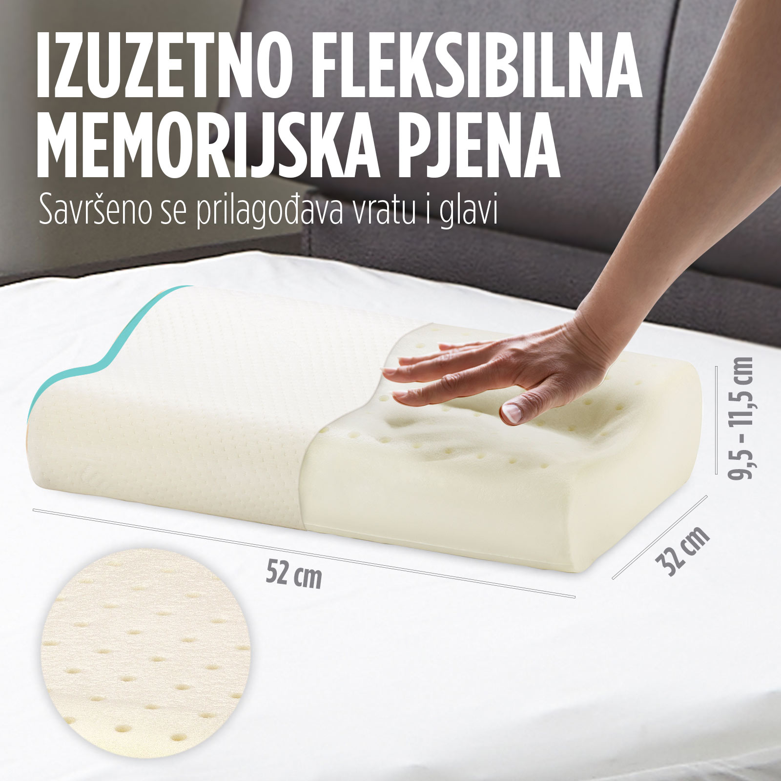 goud Alternatief voorstel Meevoelen Anatomski jastuk od memorijske pjene Hitex MemoDream - 32x52x11,5/9,5 cm -  Vitapur.ba